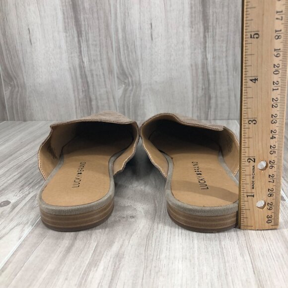 Lucky Brand Mule Flats Womens 6.5M Brynnuh Taupe Suede Slip On Shoes - Picture 10 of 11